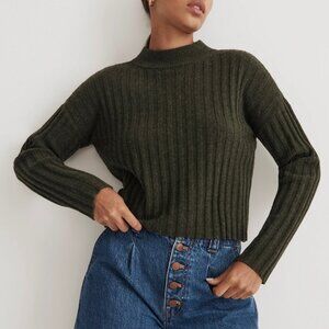 Madewell mockneck cropped ribbed wool sweater